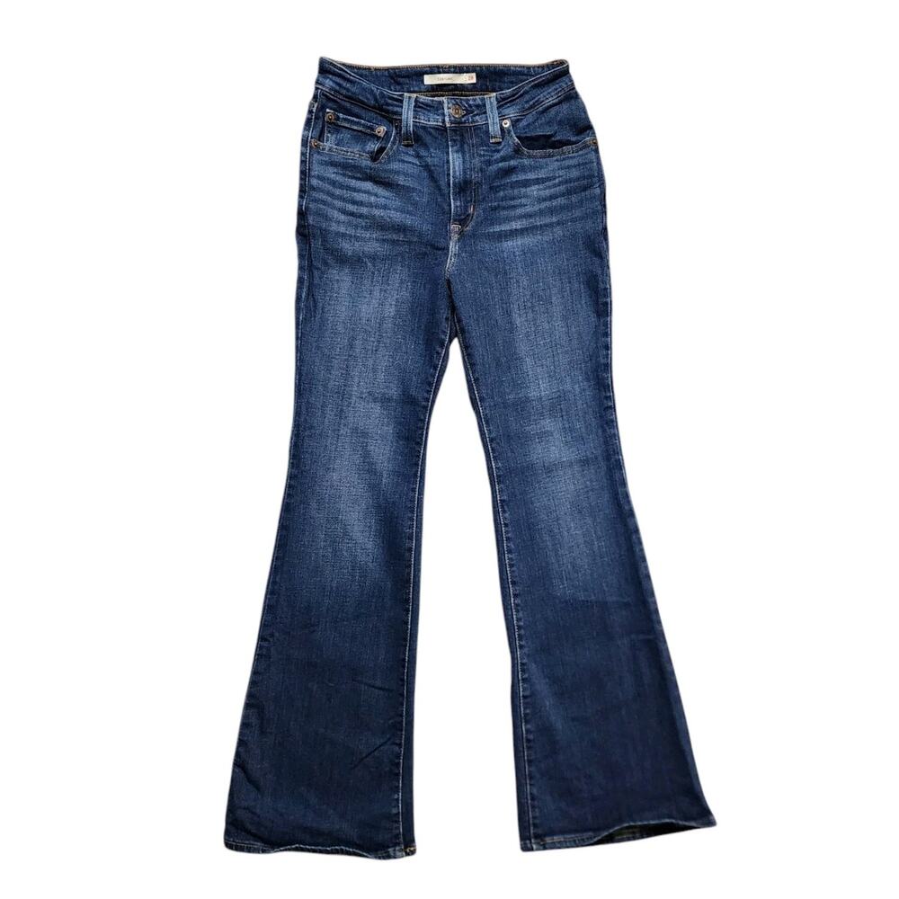 Levis 526 Flare Leg Jeans Mid Rise Medium Wash Blue Denim Womens Size 28